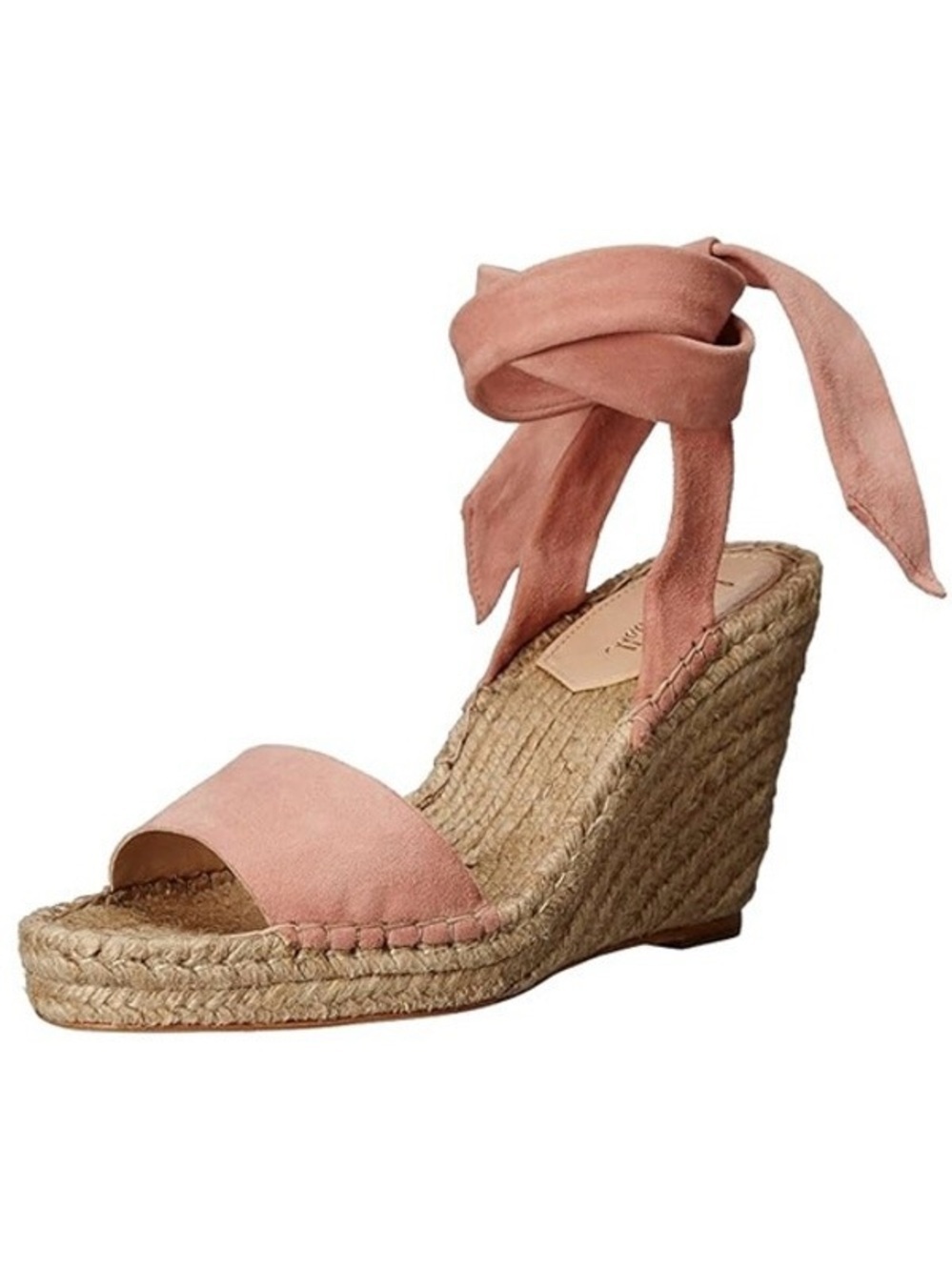 Loeffler Randall ‘Harper’ Blush Pink Suede Ankle Tie Espadrille Sandals Size 7.5